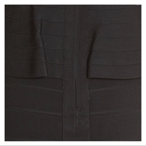 🔵 HERVE LEGER -Essential V-Neck Peplum Bandage Dress - Picture 5 of 7